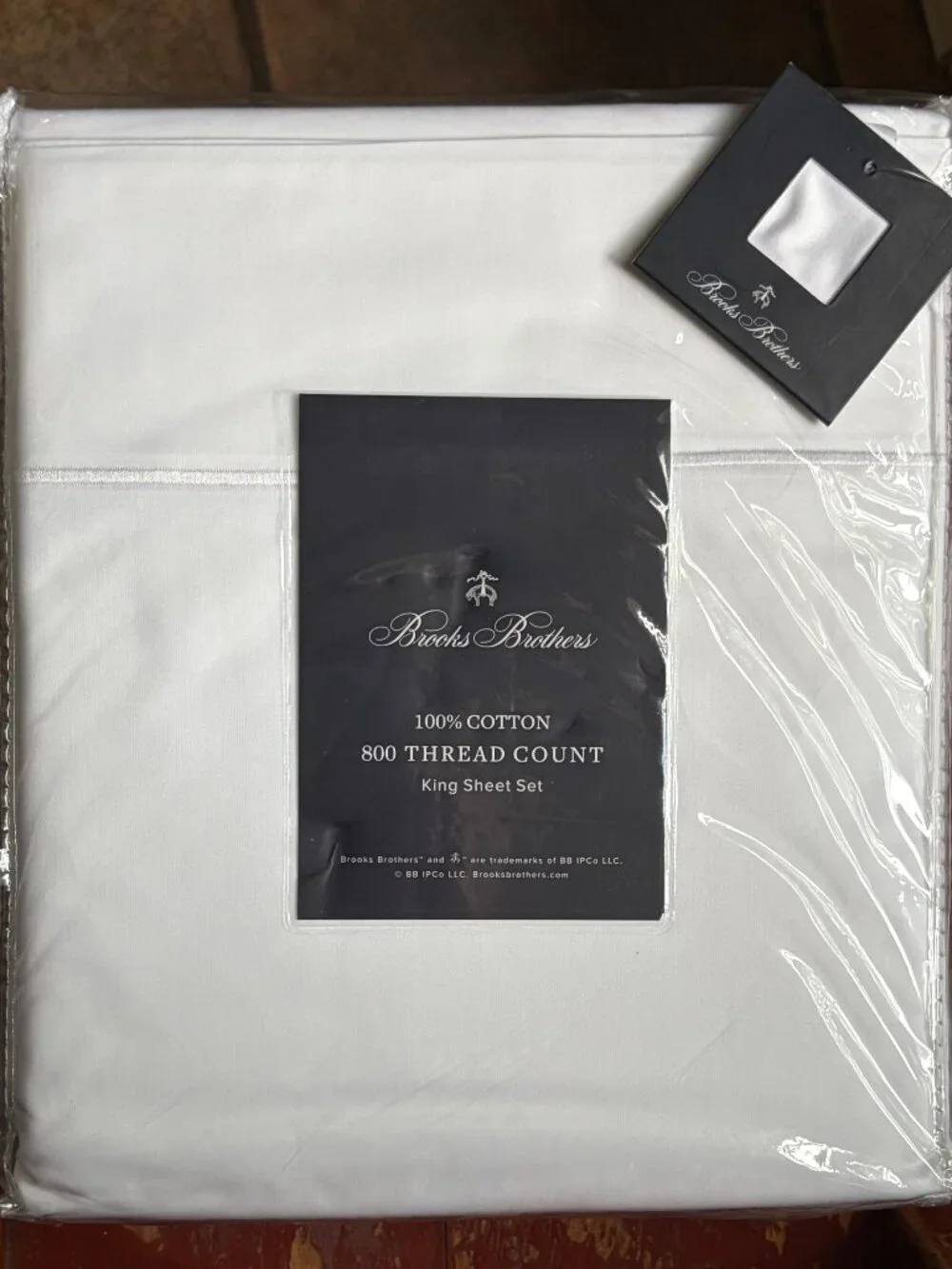 New Brooks Brothers 800 Thread Count King Size Cotton Sheet Set BRIGHT WHITE